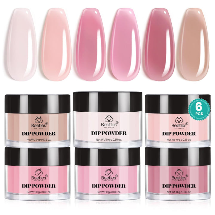 beetles kit box front showing six nude pink powders and branding for easy selection