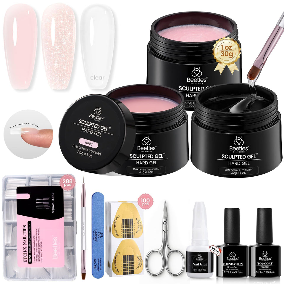 beetles kit front packaging showing included gels and tips for professional results