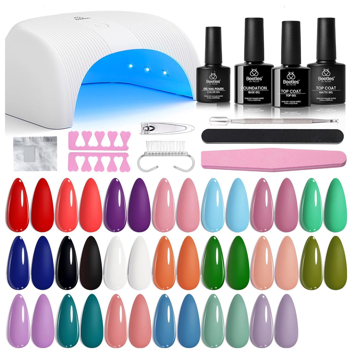 Beetles kit front packaging showing full 31-piece set and convenience