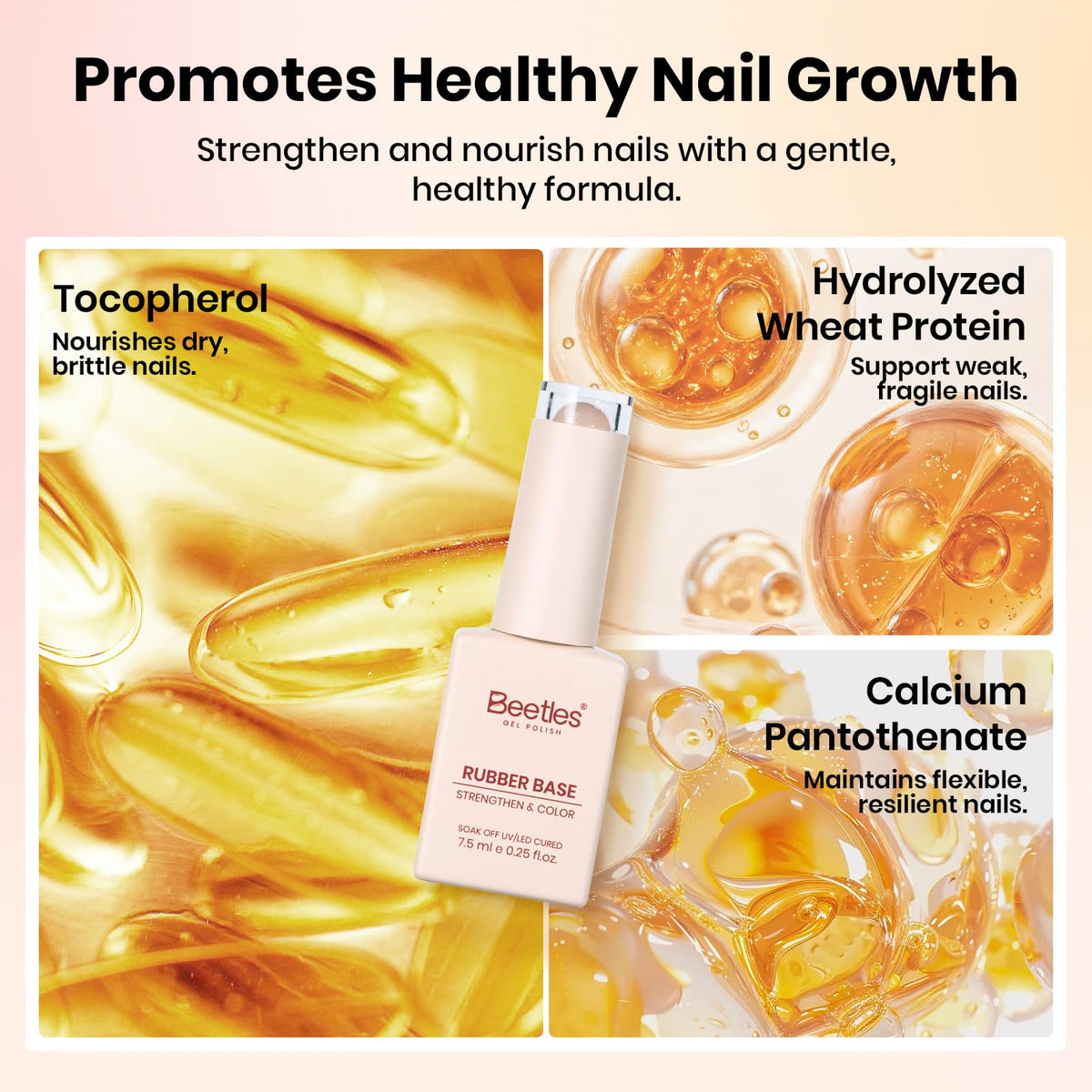 beetles gel polish label close-up highlighting usage instructions and benefits