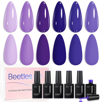 beetles Gel Polish front packaging showing full purple-blue set for choices