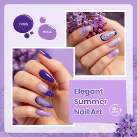 beetles Gel Polish applied on nails creating a lilac-to-indigo gradient look
