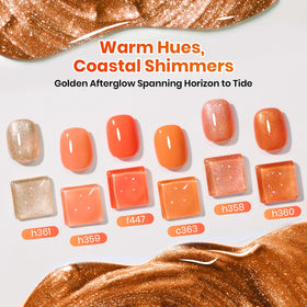beetles manicure on hand at sunset showcasing warm seasonal style