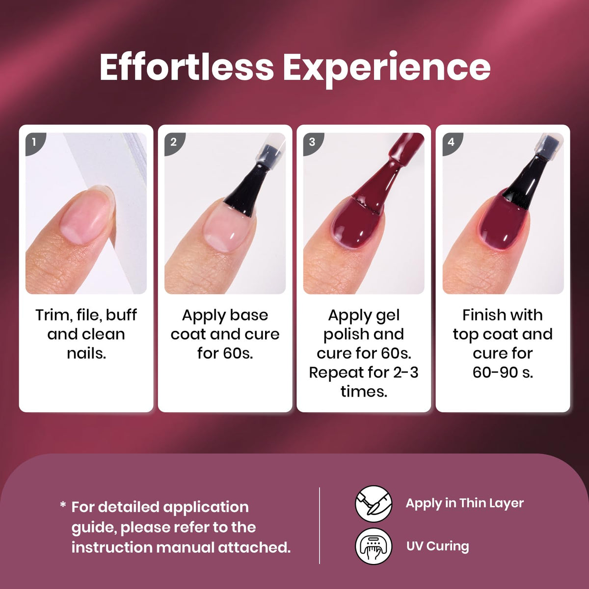 beetles finished evening manicure on nails showing salon-grade shine