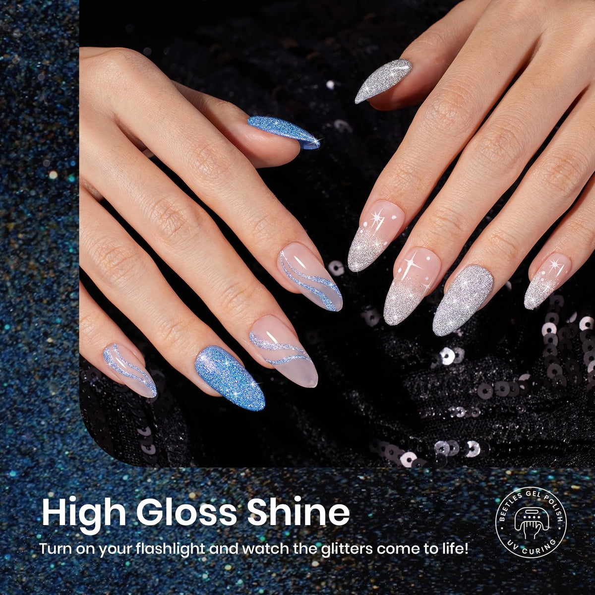 beetles Gel Polish manicure on hands outdoors showcasing long-lasting shine
