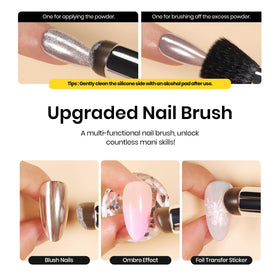 beetles styled manicure on hands, mirror chrome nails for polished look