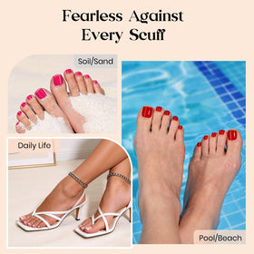 Beetles Gel Polish toes in sandals showing finished look and wearable style benefit