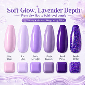 Beetles lifestyle image with purple manicure in spring setting inspiring looks