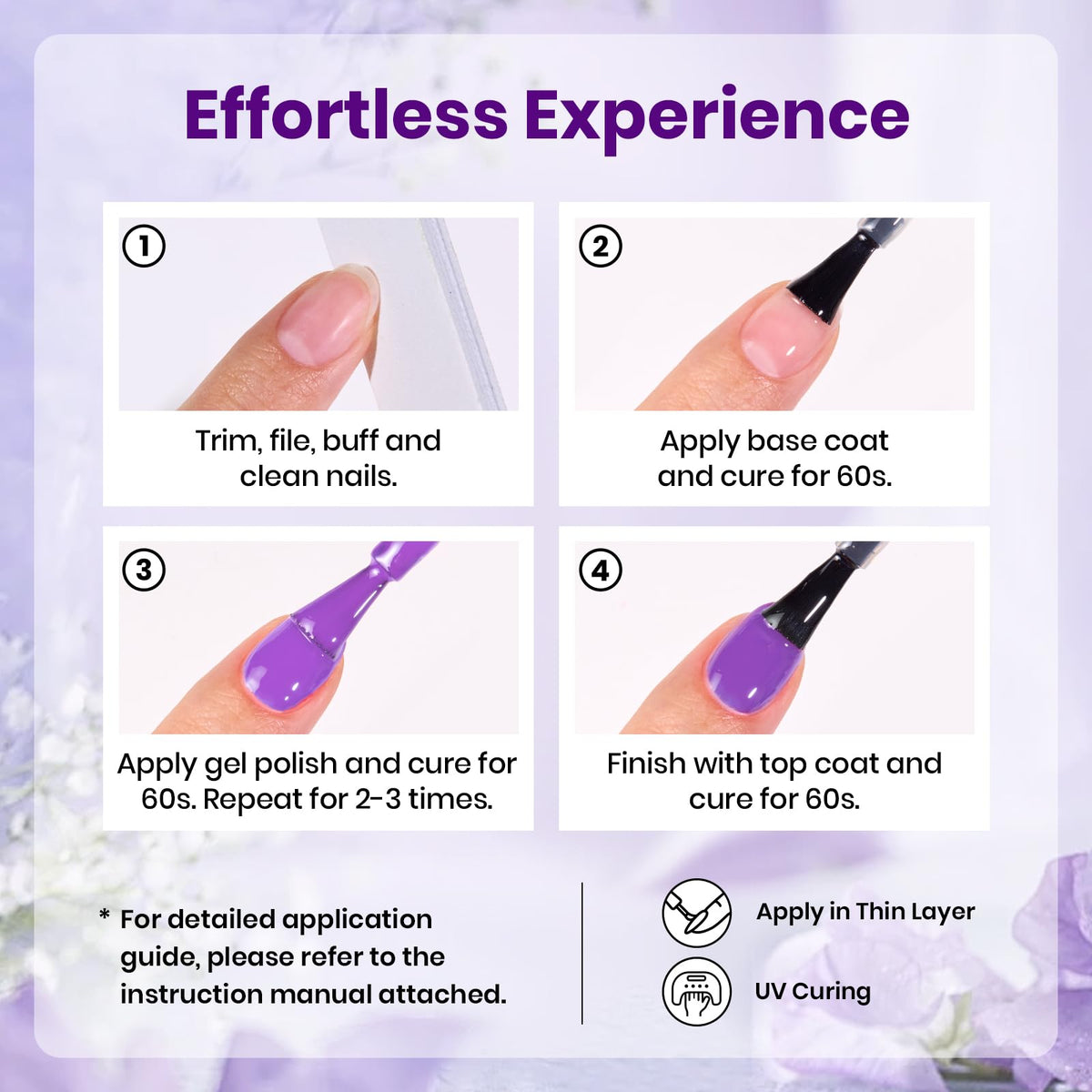 beetles Gel Polish nails in lifestyle scene showing wearable summer purple tones