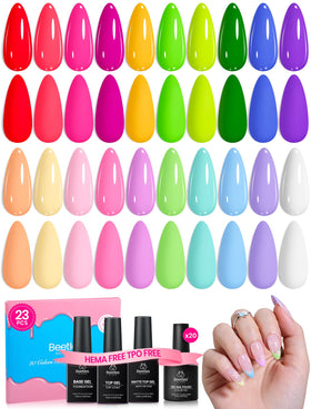 beetles lifestyle summer manicure setting with colorful nails benefit: versatile seasonal looks