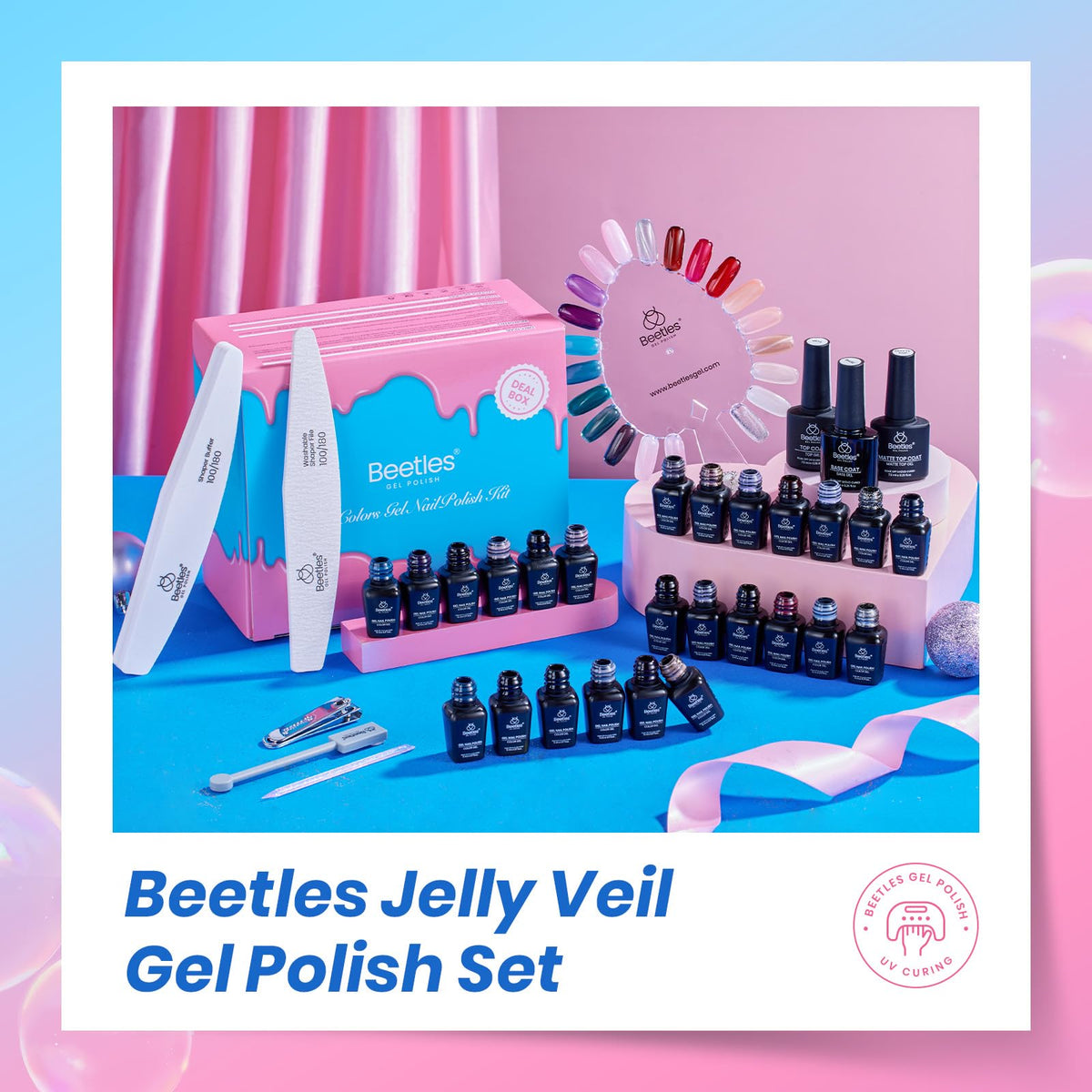 Beetles Gel Polish lifestyle shot at a summer party highlighting wearable colorful manicure