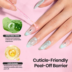 beetles peeling latex away with stick showing easy cleanup after nail art