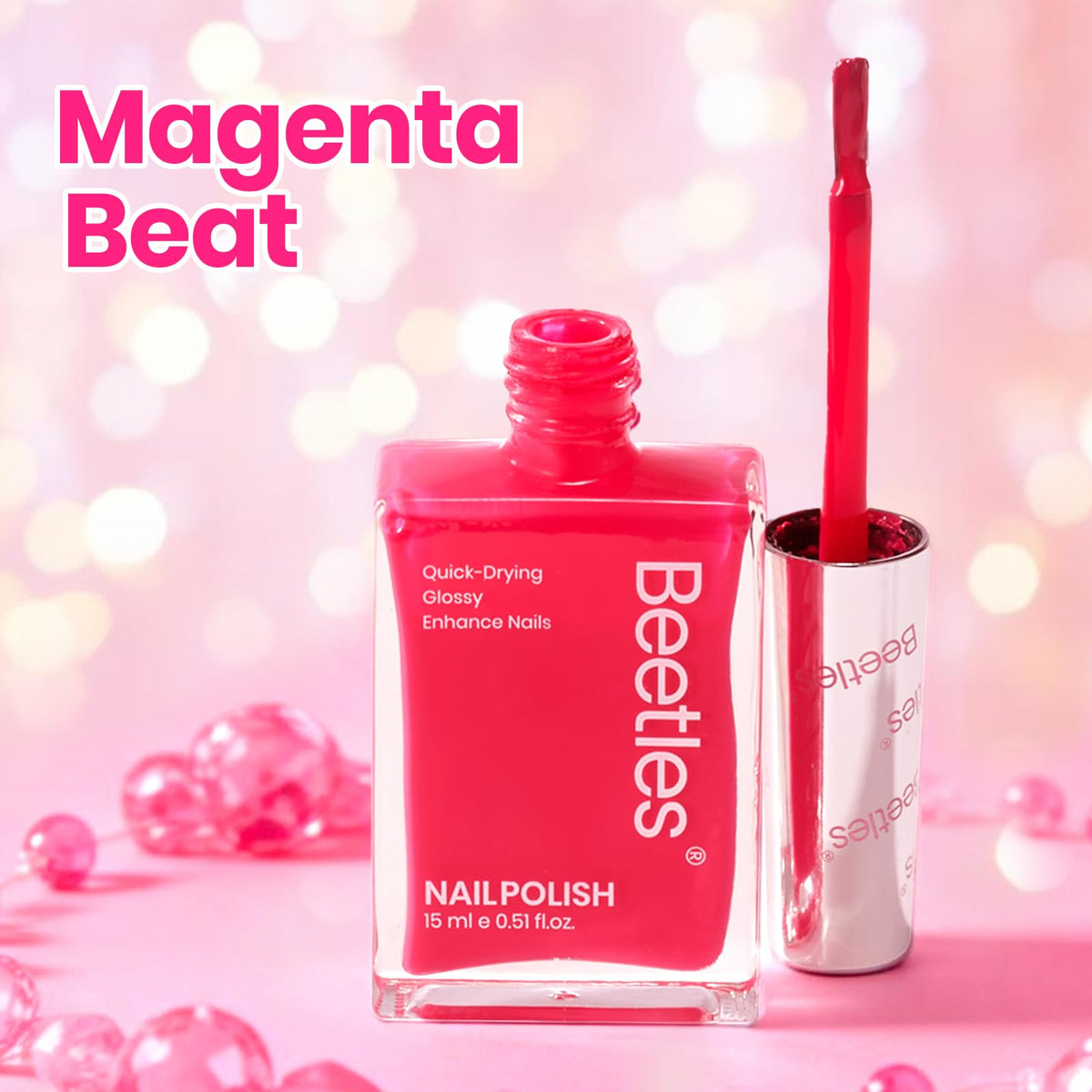 Beetles brush stroke of Magenta Beat showing smooth application and coverage