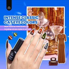 beetles magnet held above wet polish producing dramatic cat-eye stripe for creative looks