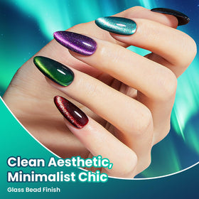 beetles magnetic stick held over wet polish demonstrating clear cat-eye stripe creation