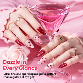 beetles magnetic wand held above uncured polish creating a defined cat-eye