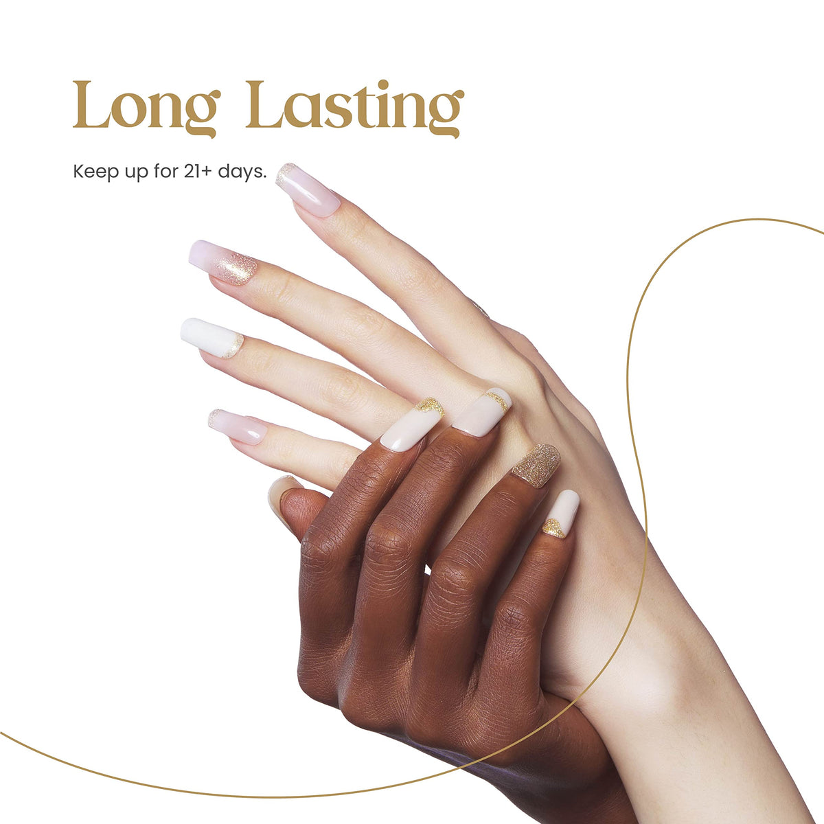 beetles finished manicure lifestyle shot with hands holding cup showing elegant nails