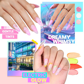 beetles manicure lifestyle scene on hands with cured nails, showcases finished look