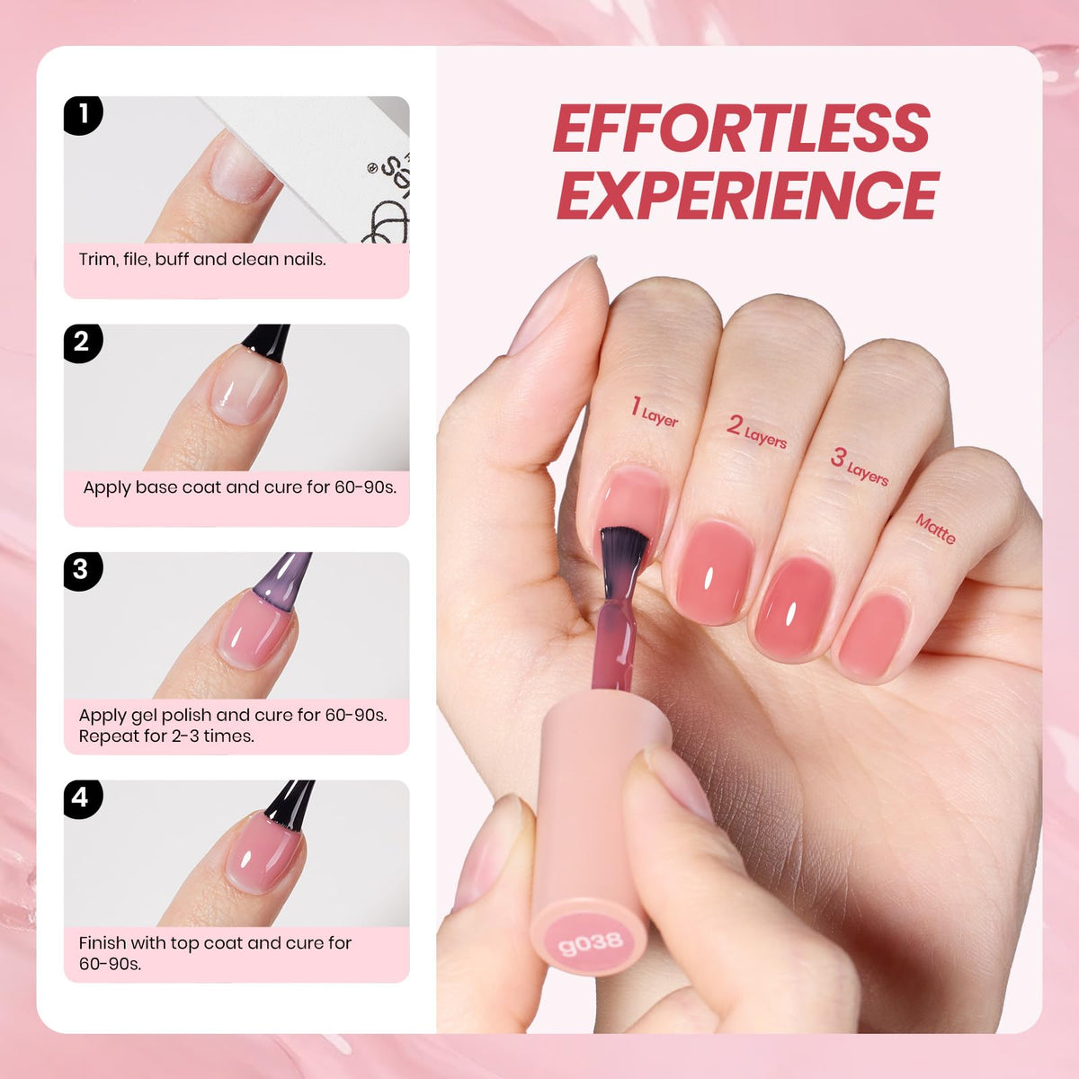 beetles manicure in use on hands under LED lamp, brand delivering cured glossy sheer nails