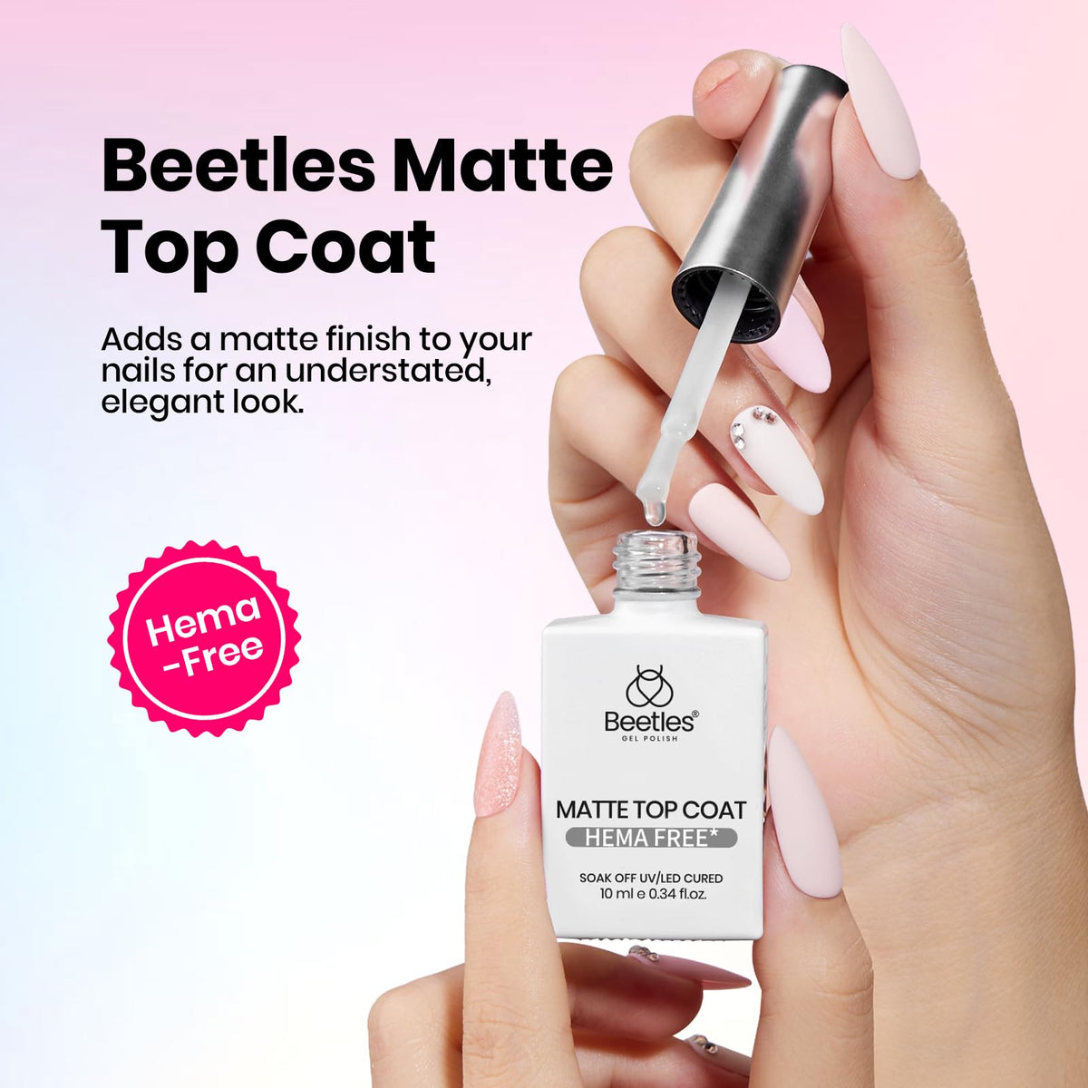beetles Gel Polish matte top coat swatch showing velvety finish advantage