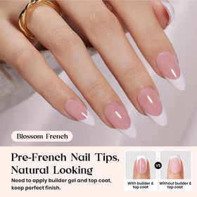 Beetles medium almond press on nails close-up showing smooth finish and salon look