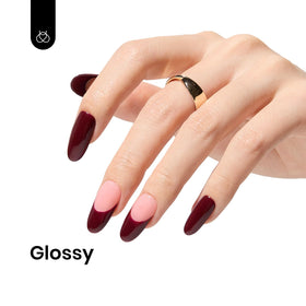 Beetles Gel Polish merlot wine painted nail swatch on hand showing deep burgundy finish