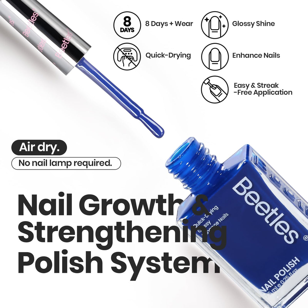 Beetles Gel Polish six bottles lined up showcasing coordinated red white and blue options