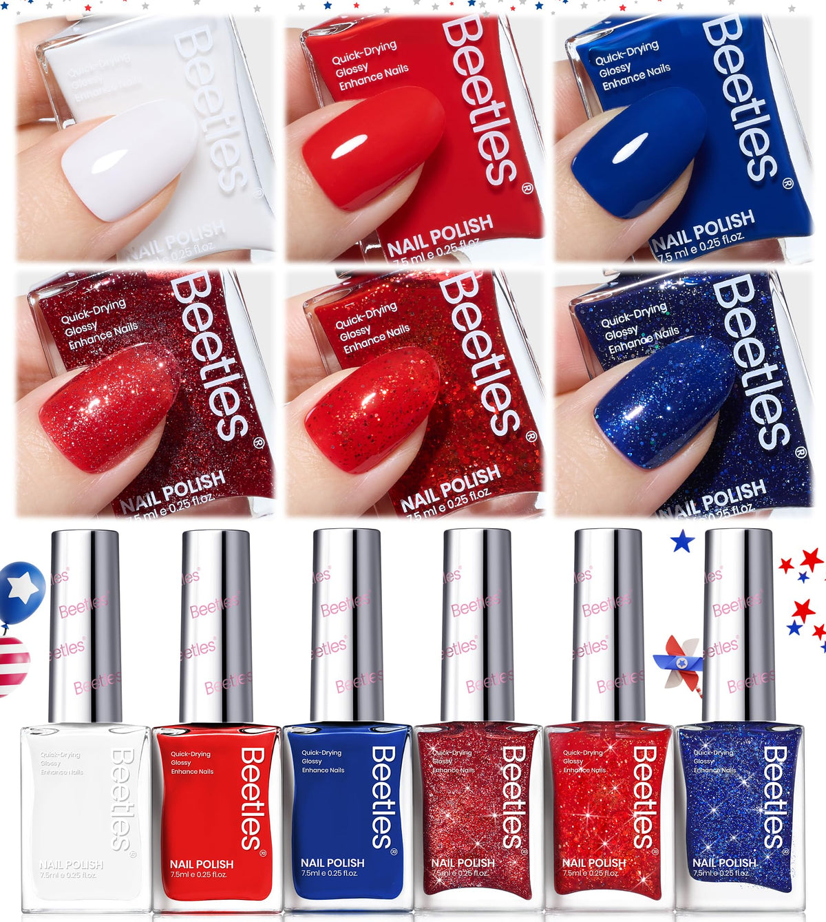 Beetles Gel Polish bottle beside hand for size scale and user-friendly brush control