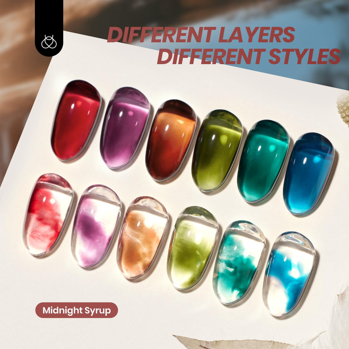 Beetles color swatches of mocha, burgundy, red, purple, green, blue for palette choice