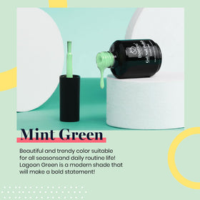 Beetles brush stroke close-up revealing smooth mint green gel texture for even application
