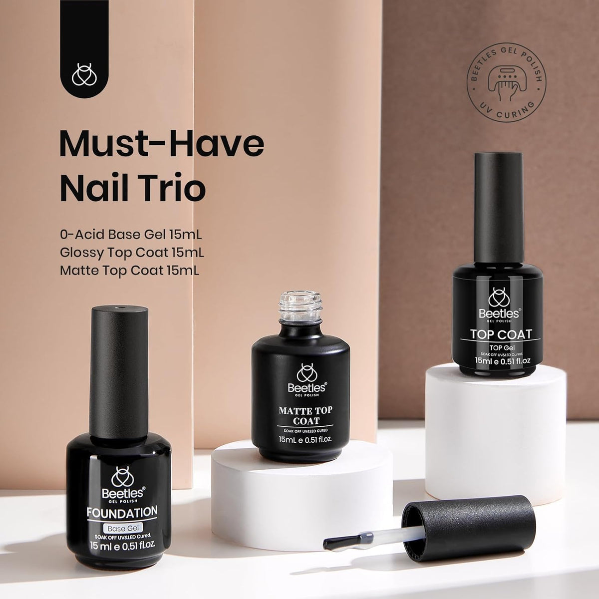 Beetles Gel Polish contrast nails showing glossy and matte finishes for styling