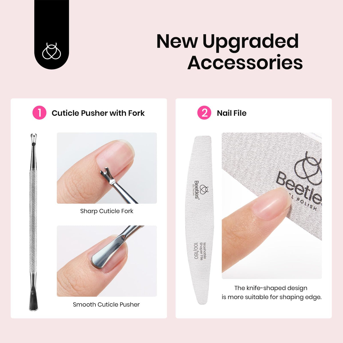 beetles nail dust brush and clippers in use for tidy nail edges