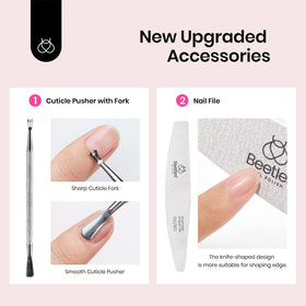 beetles nail dust brush and clippers in use for tidy nail edges