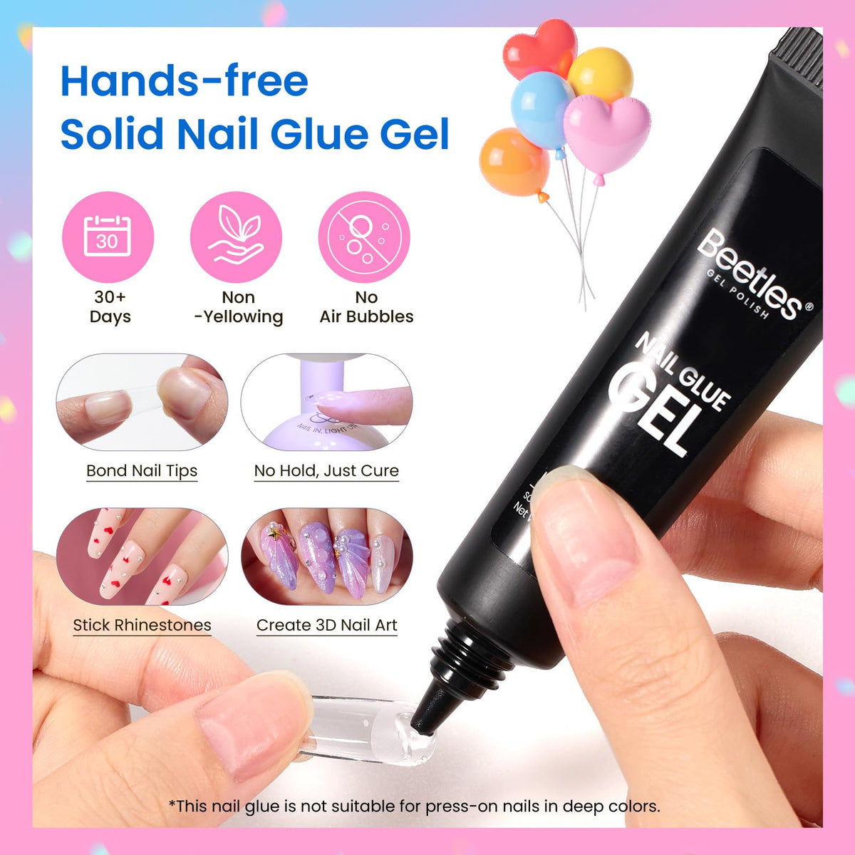 Beetles nail glue and file detail for secure application