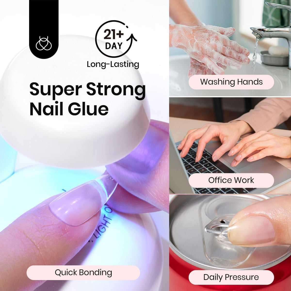 Beetles Gel Polish nail glue dispensing at tip for strong adhesion