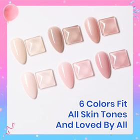 beetles nail swatch on hand model demonstrating sheer nude French tip versatility