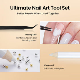 beetles finished manicure with clustered beads and pearls for a sparkling look