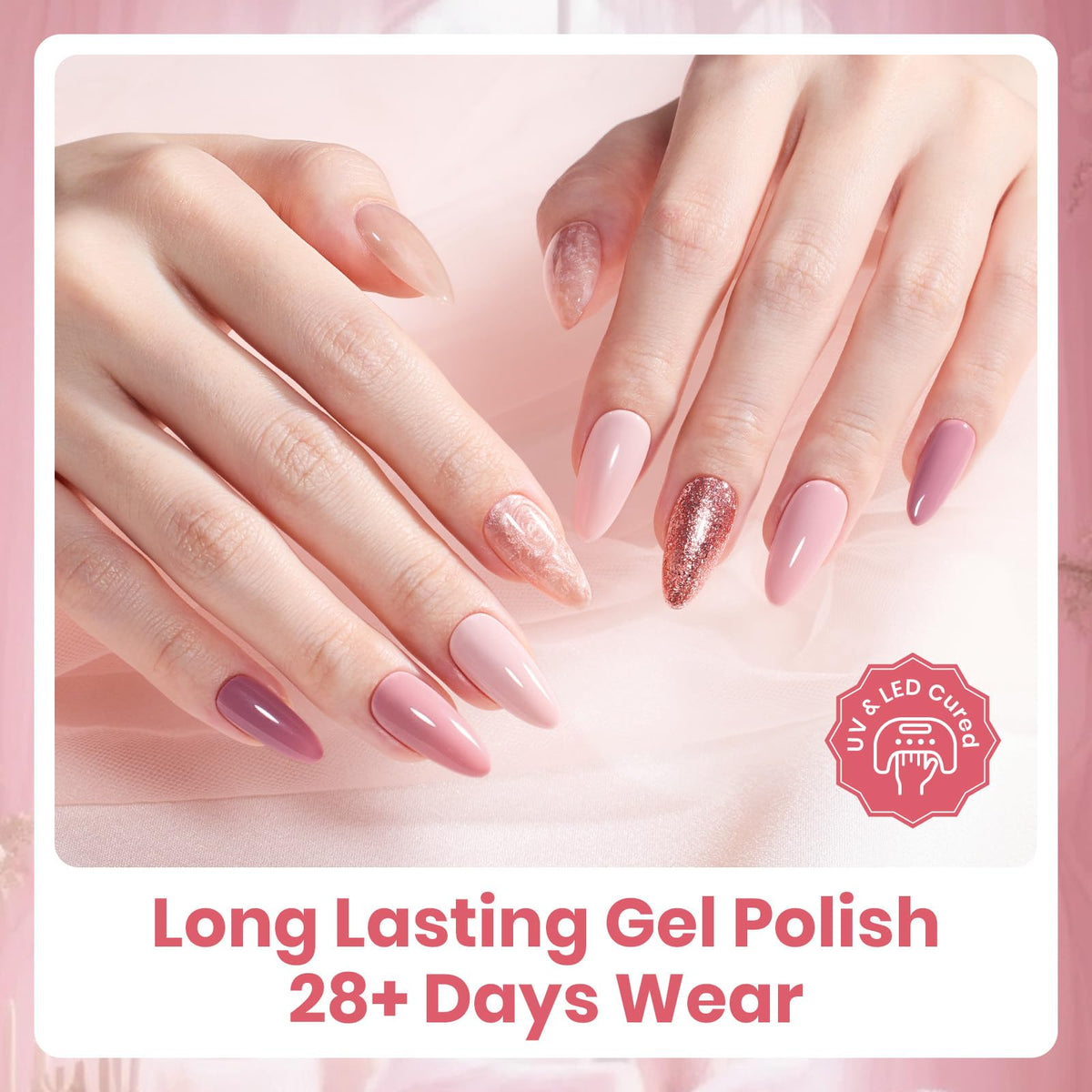 beetles nails in use daylight lifestyle showing wearable soft pinks