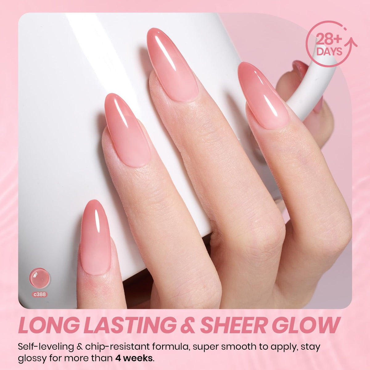 Beetles manicured hand with sheer French design demonstrating subtle glossy finish
