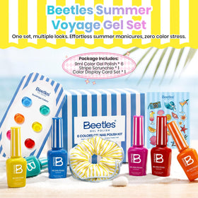 Beetles Gel Polish open box showing six bottles and accessories, ready to use