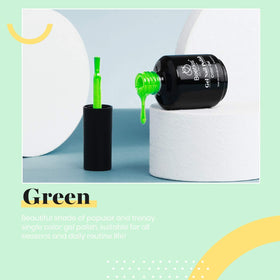 beetles neon green bottle held in hand lifestyle shot showing wearable look