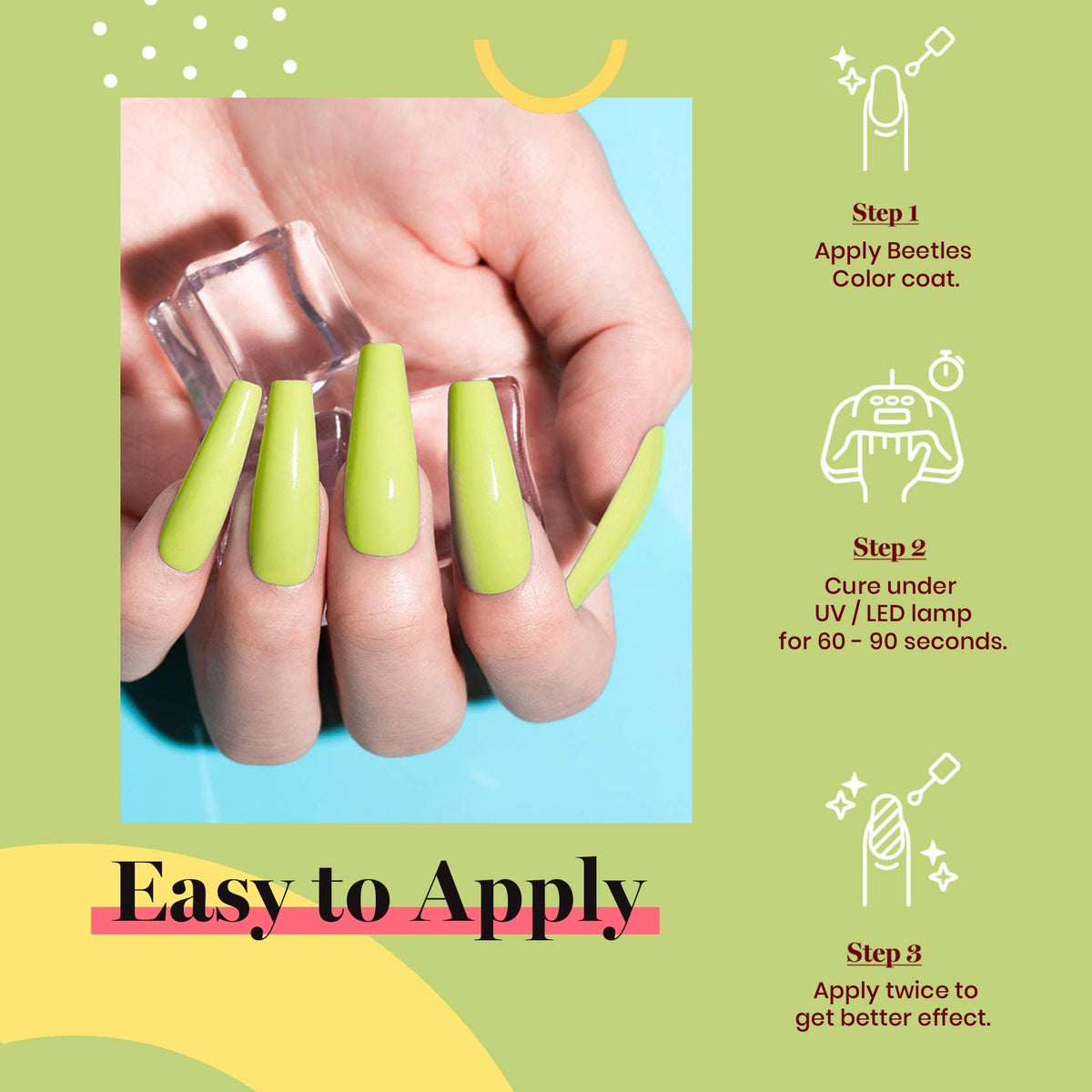 beetles neon green mani in progress with brush and tidy application