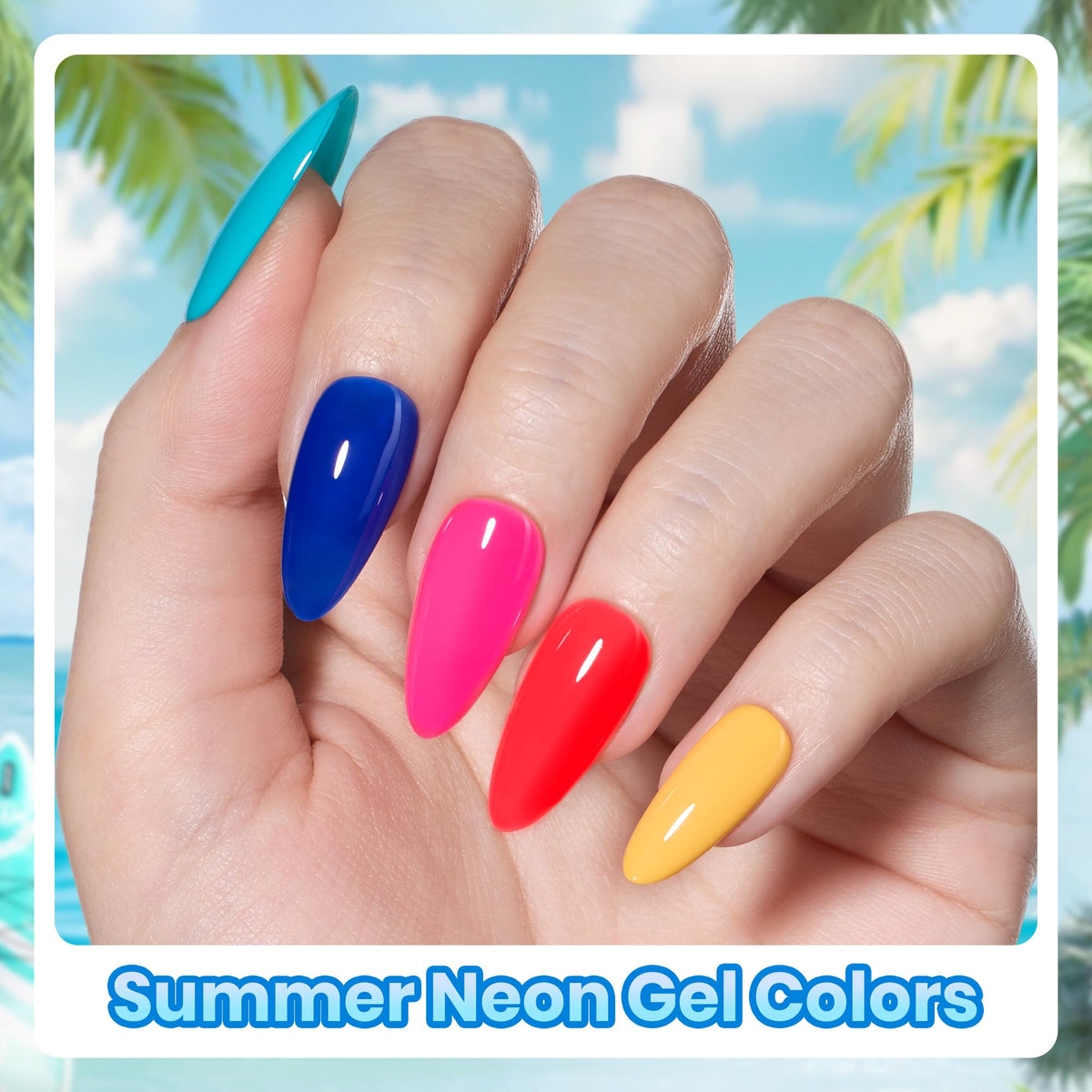 Beetles salon manicure in use showing cured neon nails and professional-looking results