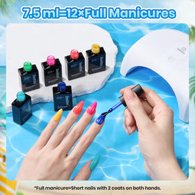 Beetles bottle held in hand for size scale and portability benefit for at-home manicures