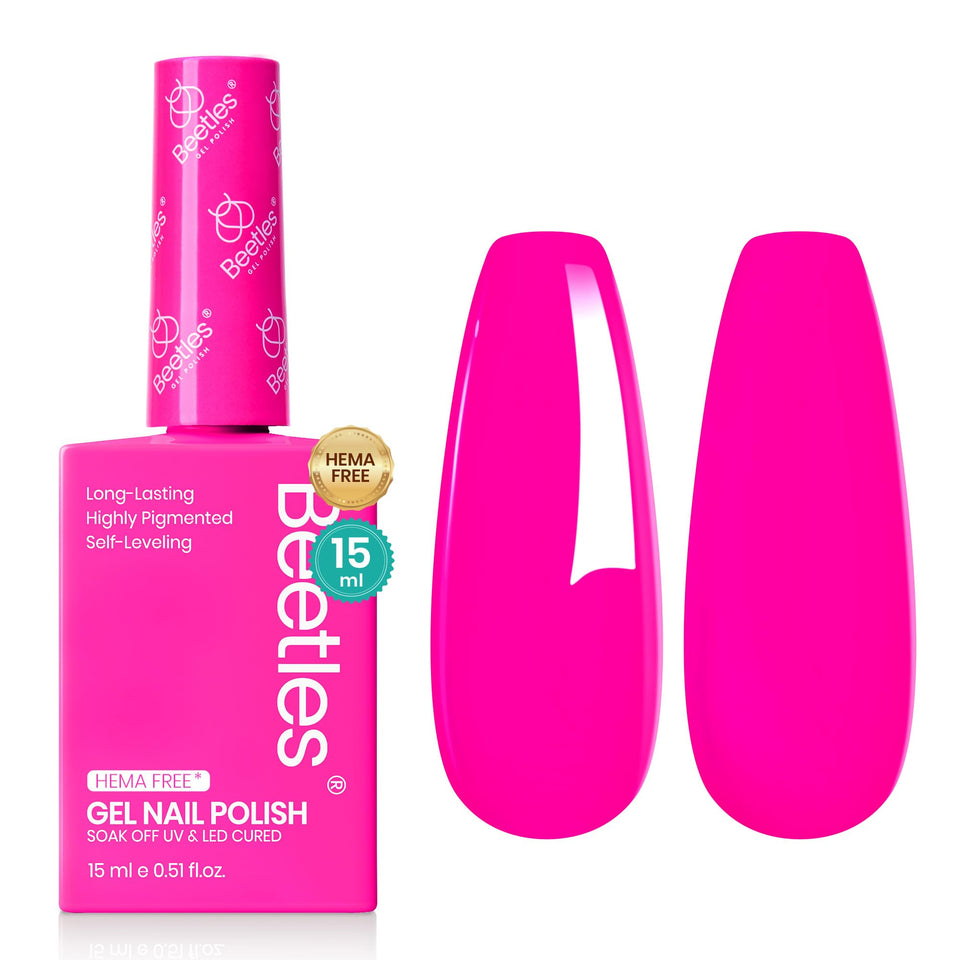 Beetles Gel Polish front bottle showing neon pink shade for easy selection
