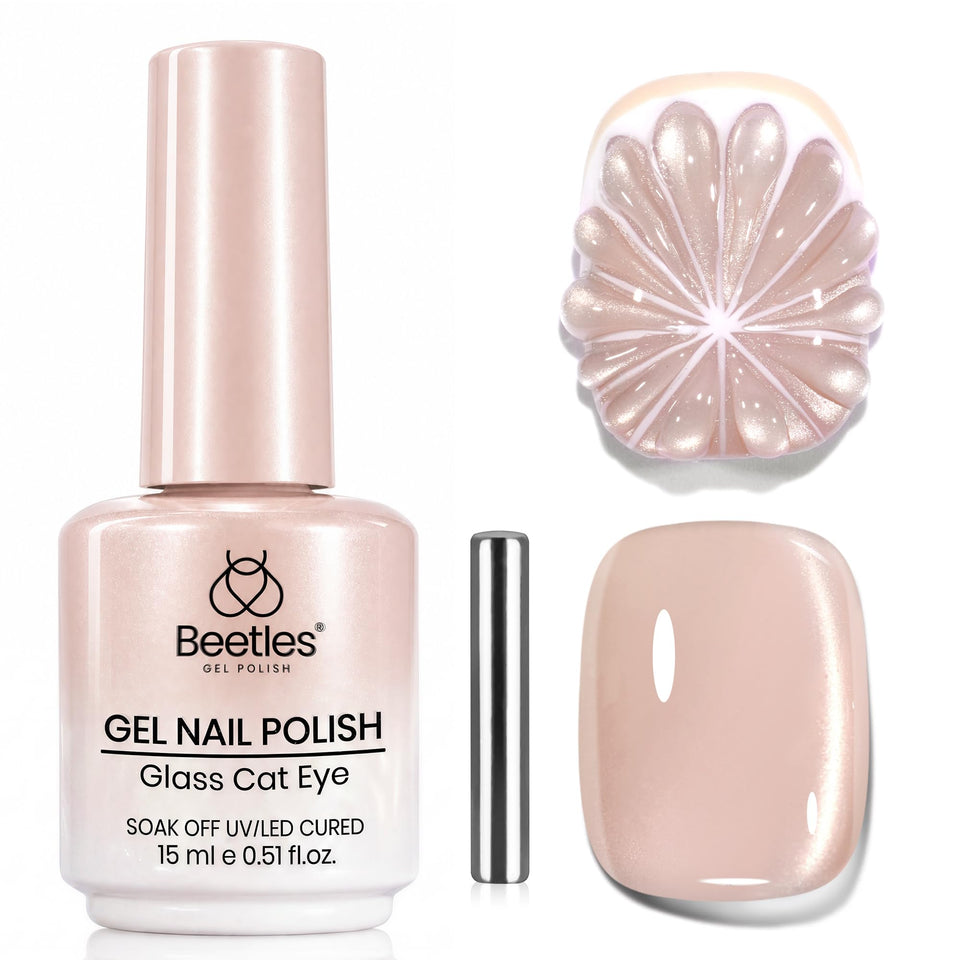 Beetles front packaging showing 15ml bottle and sleek nude color benefit elegant presentation