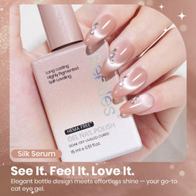 Beetles Gel Polish texture close-up showing pearlescent silk-serum finish benefit