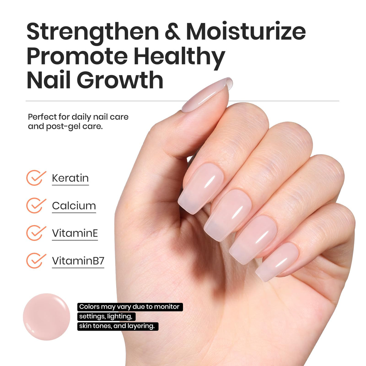 beetles nude color swatch on nail tip showing brownish-pink shade for natural finish preview
