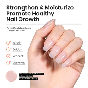 beetles nude color swatch on nail tip showing brownish-pink shade for natural finish preview