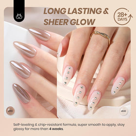 Beetles on nails demonstrating French jelly manicure and elegant look